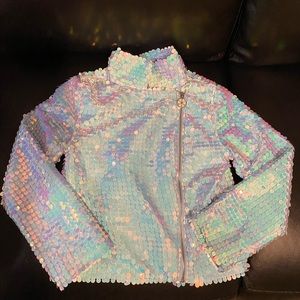 Disney’s Frozen light blue Sequin Jacket. Girls size Medium (7/8)